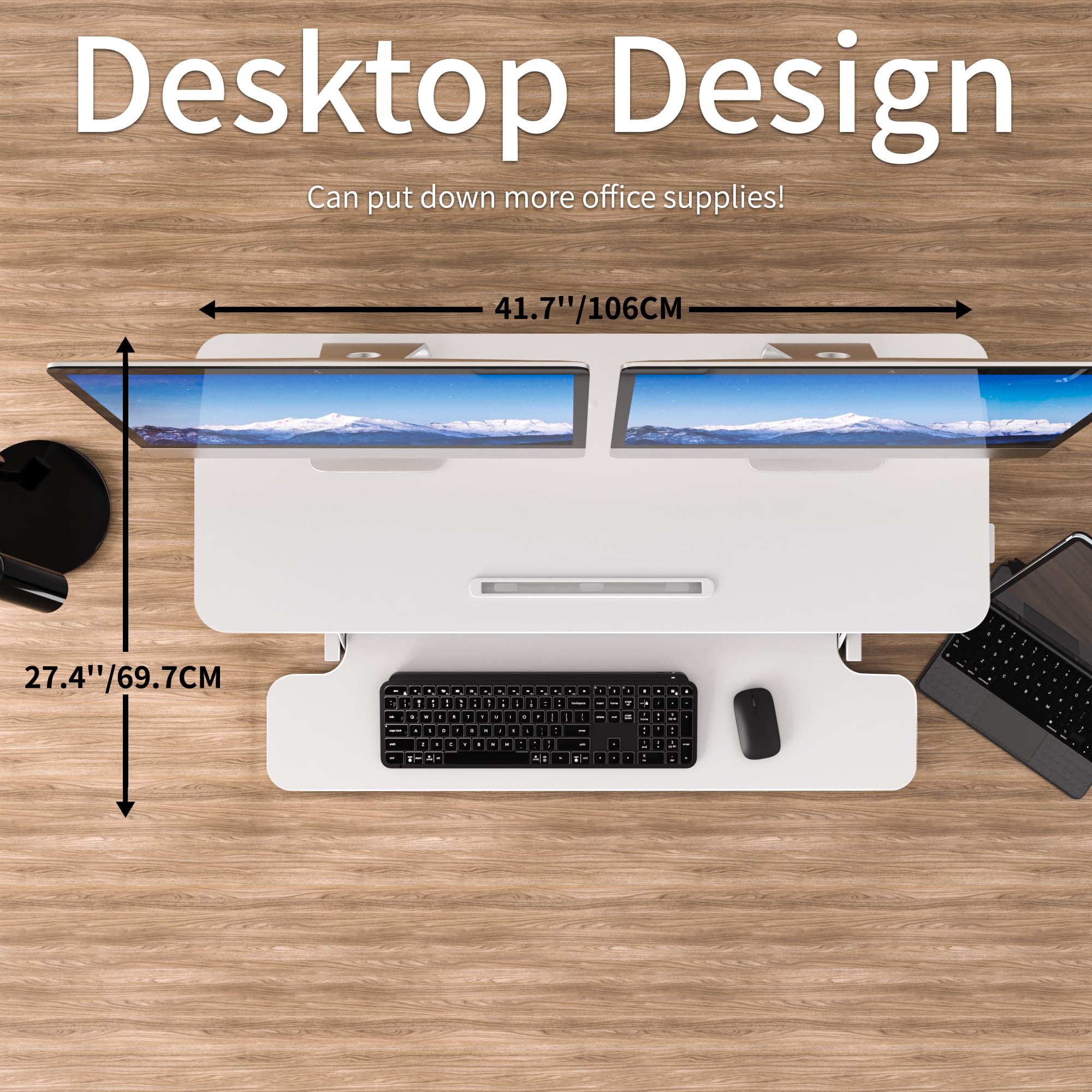 ERGOMAKER Standing Desk Converter, 42"/106cm, White
