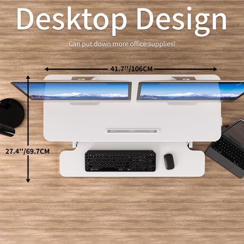 ERGOMAKER Standing Desk Converter, 42"/106cm, White
