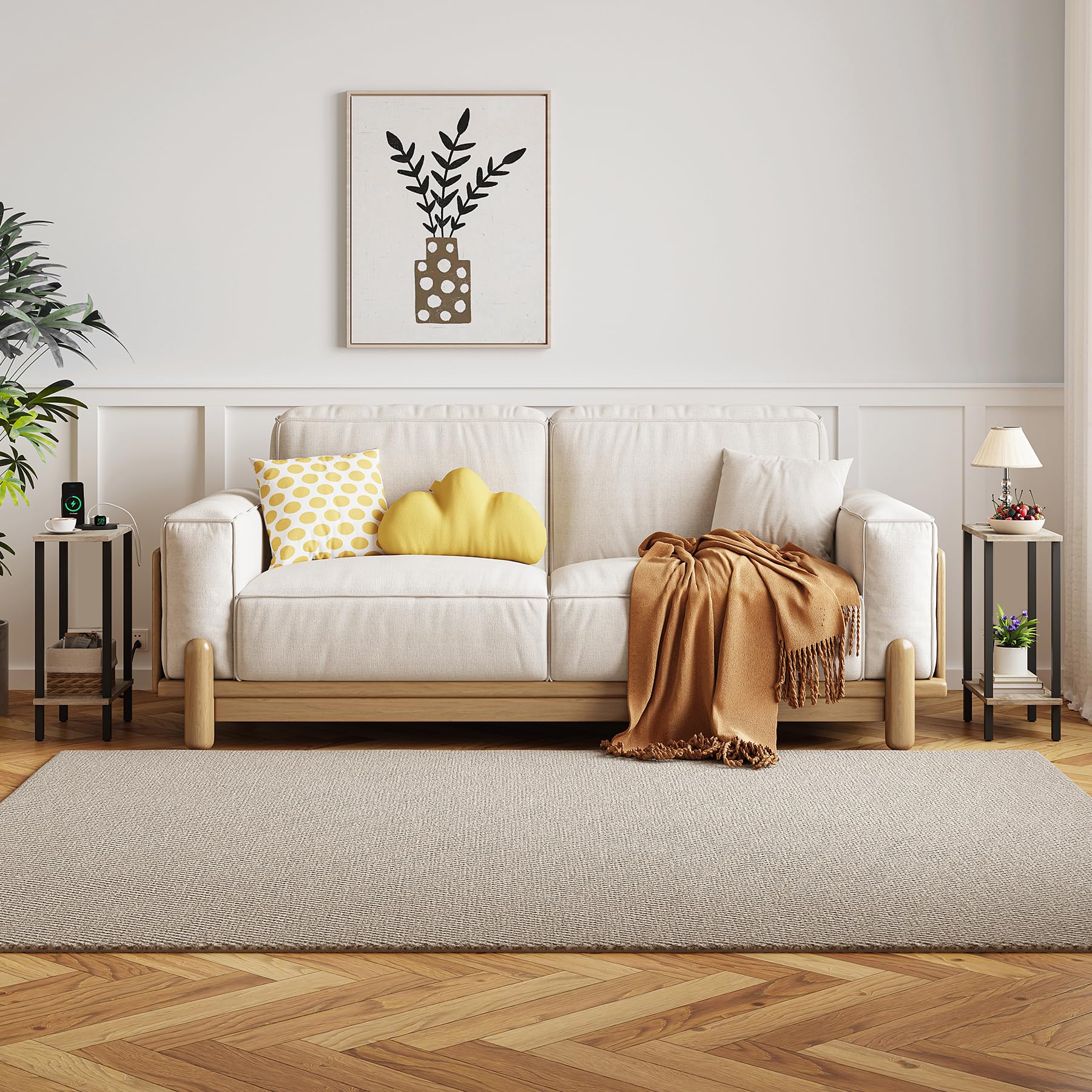 TUTOTAK Small Side Table, Narrow End Table, Skinny Sofa Table, Slim Nightstand, Living Room, Bed Room, Greige TB01BG062EU