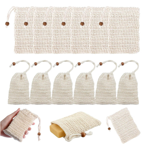 12 pcs Sisal Soap Bag Natural Safe and Durable Sisal Fiber Soap Bag Saver Pouch Exfoliating Soap Bag for Foaming and Drying the Soap Shower Bath