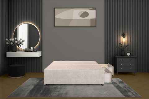Bed Centre Flexby Divan Bed Base Only with 2 Drawers (Same Side), No Headboard - Available in 3FT, 4FT, 5FT & 6FT