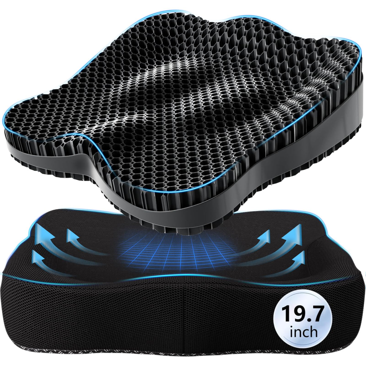 19.7in Thicken Gel Seat Cushion Pressure Relief Cushion for Long Sitting
