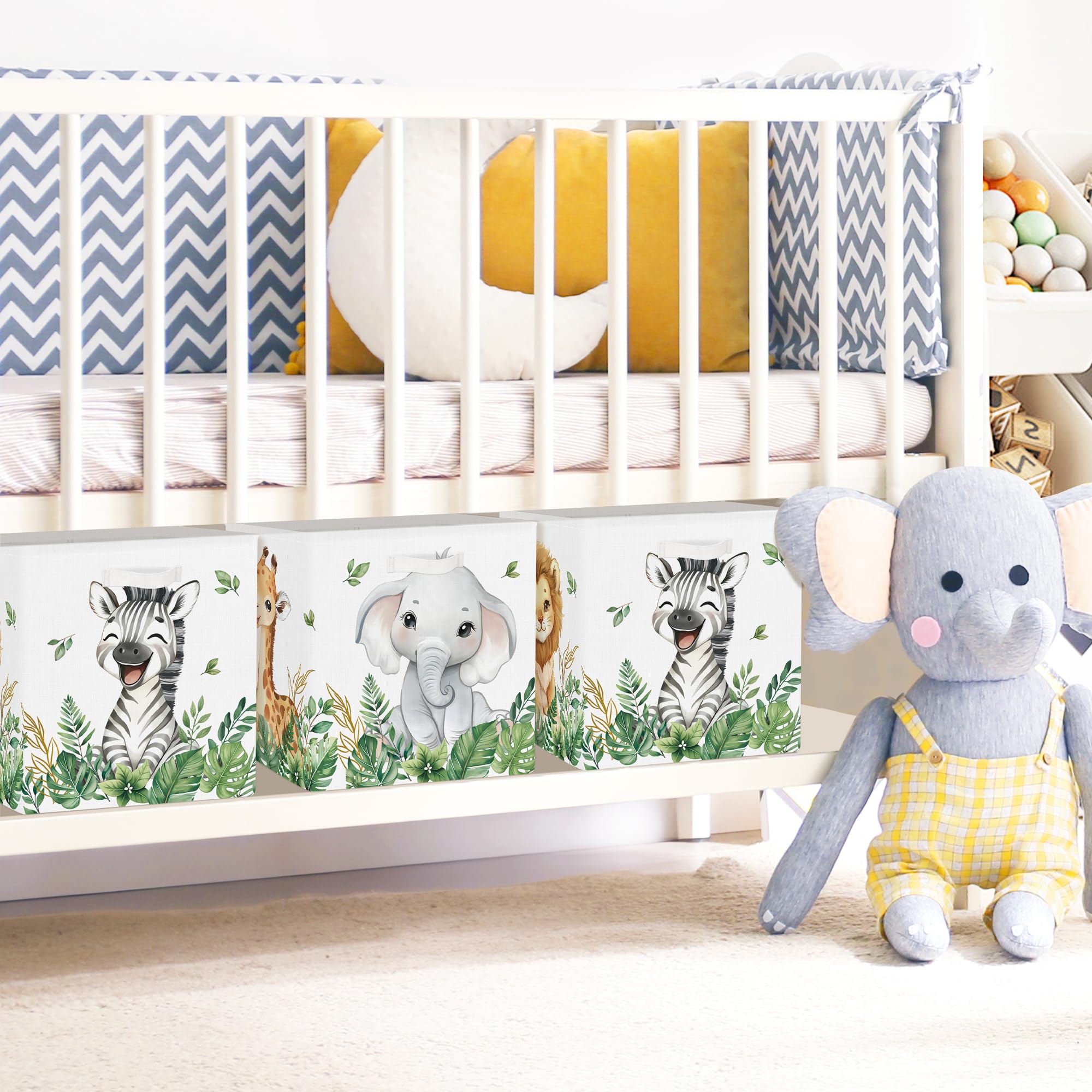 Clastyle 3 pcs Cute Animals Cube Storage Boxes for Shelves Kallax Boxes