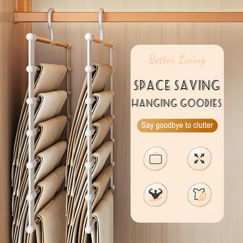 Jicyor 3 Pack Trouser Hangers,6 in 1 Space Saving Hangers with 360° Swivel Hook for Various Types of Clothing