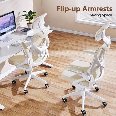 Yaheetech Ergonomic High Back Padded Office Chair with Lumbar Support Beige
