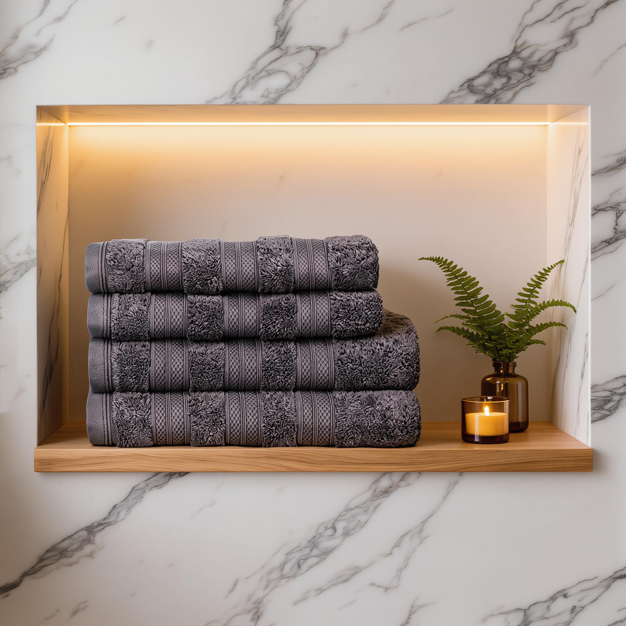 MELLUVA Large Bath Towels | Set of 4 | 100% Turkish Cotton | Highly Absorbent 600GSM | Soft Plush Luxury Towel Set | 2 Bath Towels 2 Hand Towels
