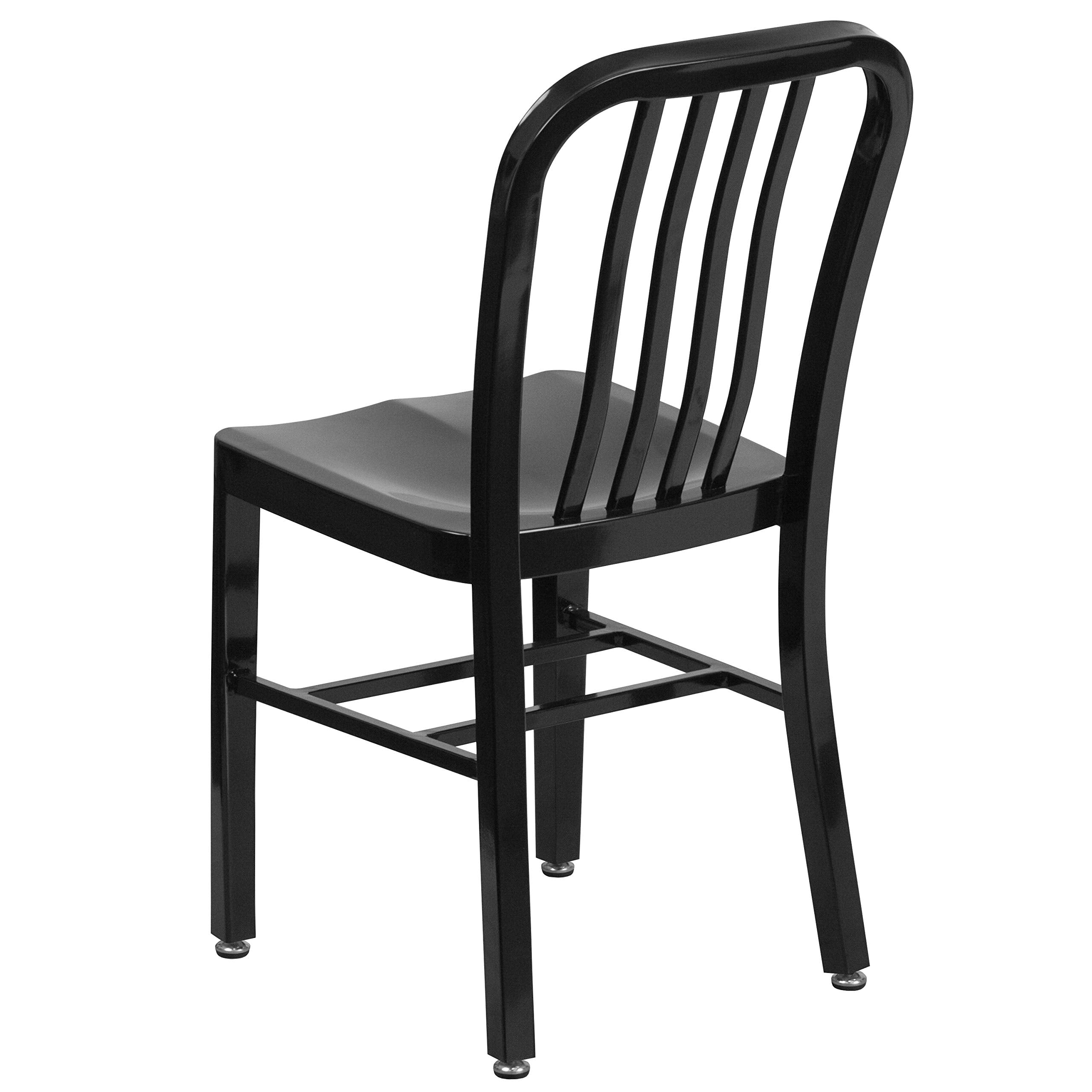 Flash Furniture Commercial Grade 2 Pack Black Metal Indoor-Outdoor Chair