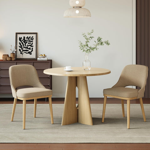 Dining Chairs Set of 2, Upholstered Dining Room Chairs with Chenille Fabric, Ergonomic Backrest, High Density Cushion & Rubber Wood Frame