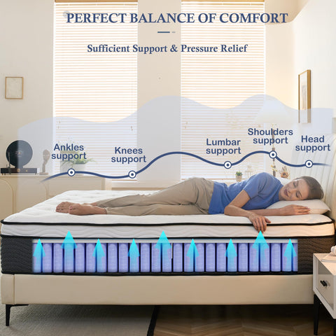 Bednew Single Size Mattress 3FT, 11 Inch Innerspring Hybrid Mattress with Breathable Foam and Pocket Spring For Gentle Support and Cool Comfort Sleep