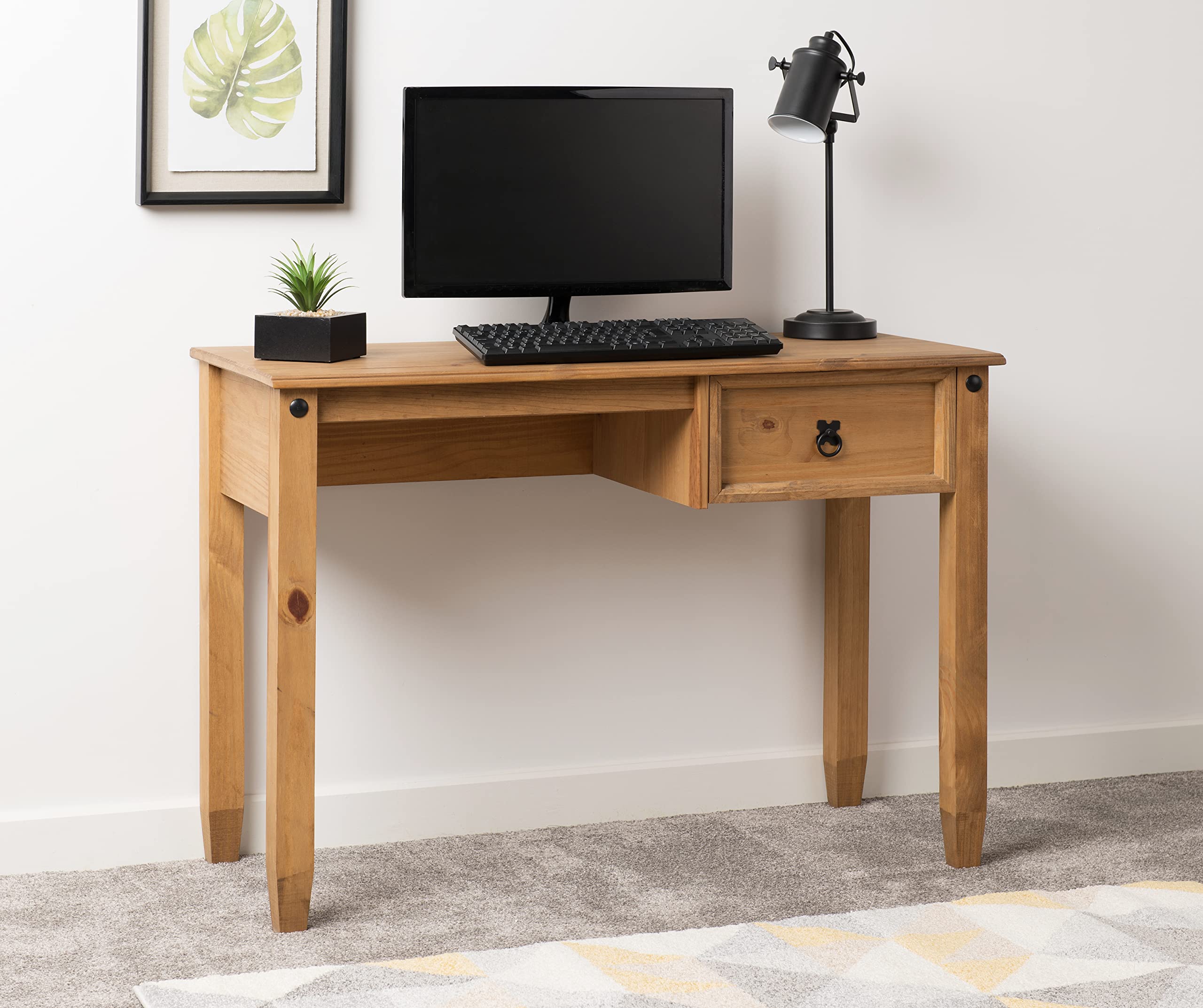 Seconique Budget Mexican Study Desk in Distressed Waxed Pine