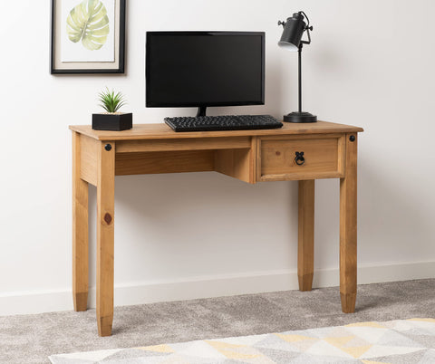 Seconique Budget Mexican Study Desk in Distressed Waxed Pine
