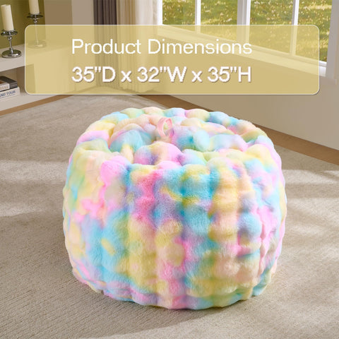 Fluffy Faux Rabbit Fur Bean Bag Chair Cover(No Filler),Cozy Shaggy Bubble Stuffed Animal Storage Large Bean Bag Cover for Bedroom Living Room,Fuzzy