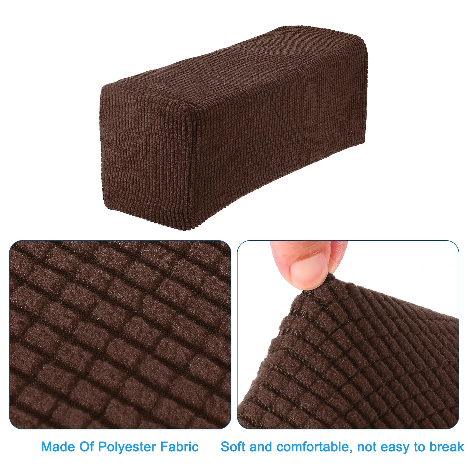 sourcing map 2pcs Stretch Armrest Covers for Chairs/Sofas, Couch Arm Covers with Twist Pin, Furniture Protector Slipcovers Brown