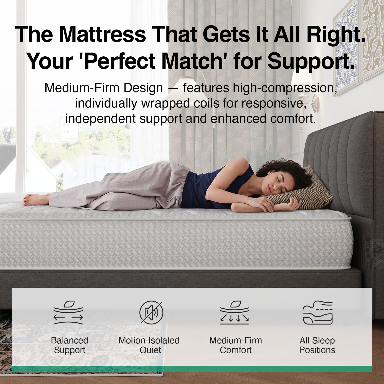 Novilla 3FT Single Mattress, Hybrid Pocket Sprung Mattress for Ergonomic Support & Back Pain Relief, 20cm Deep Medium Firm