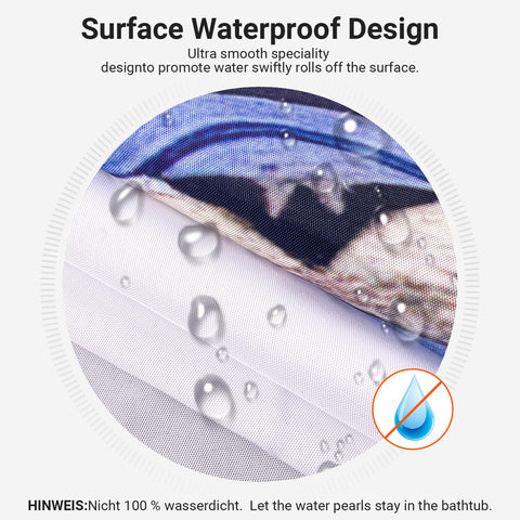 Lerores Shower Curtain 150 x 200 cm, Cat Swimming Anti-Mould Textile, Weighted Hem, Water-Repellent