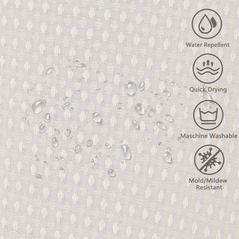 FIISAYL Shower Curtain for Bathroom, Weighted Hem, Waterproof and Anti Mould Resistant Waffle Fabric Curtains with 12 Hooks, Machine Washable