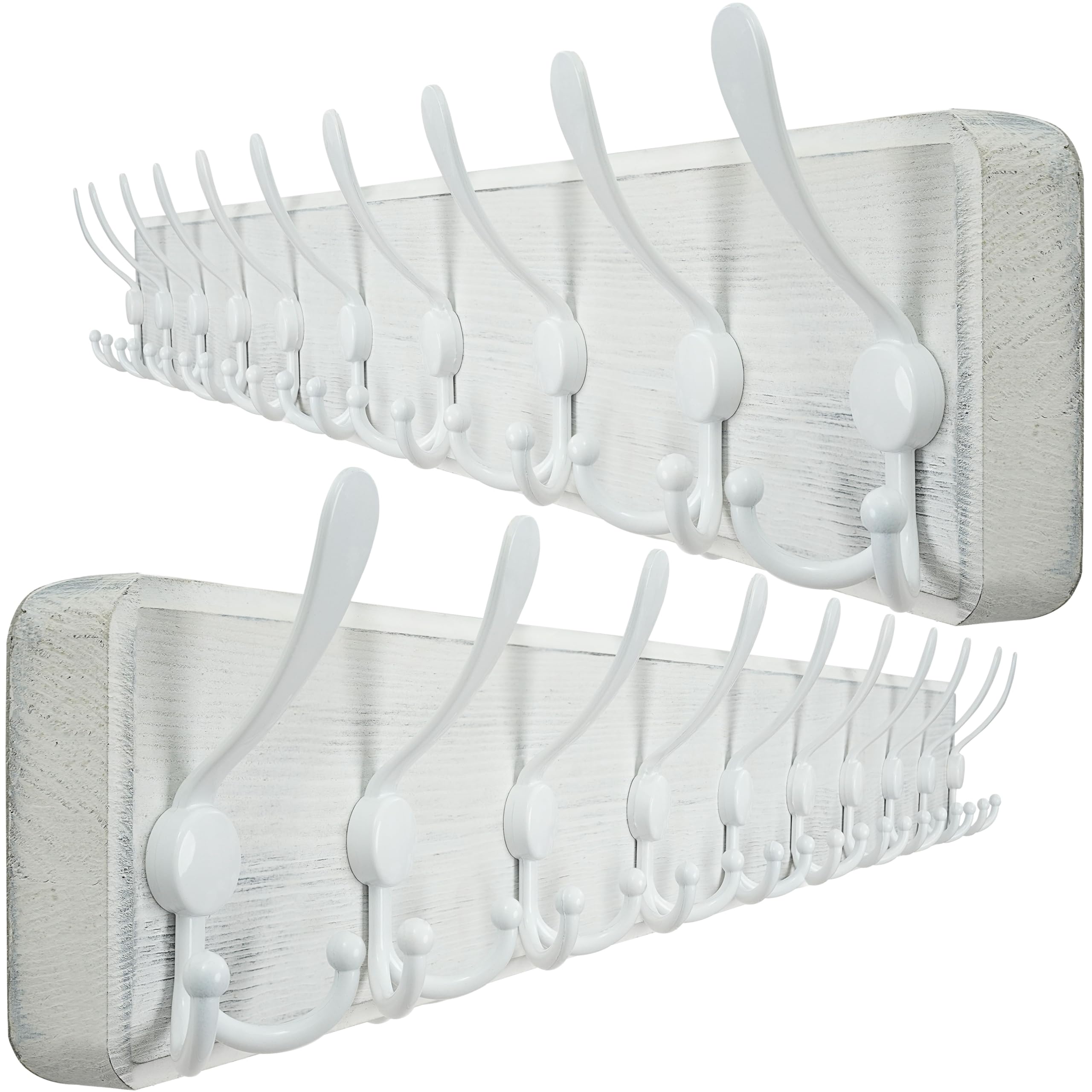 WEBI Coat Rack Wall Mounted,98cm Long,10 Triple Hooks,Wood Coat Hooks Wall Mount,Large Coat Hanger Wall,Hook Rack,Tri Hooks for Hanging