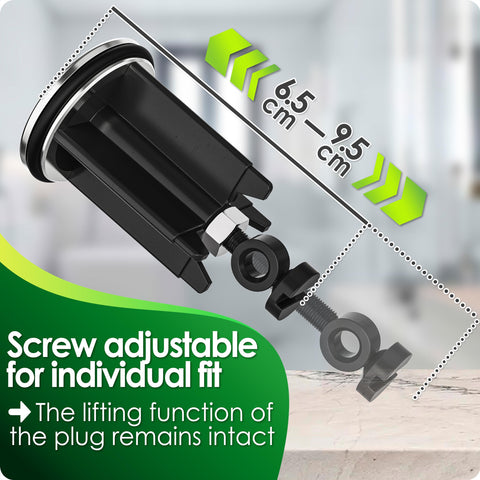Kitchen Helpis® Quality Drain Plug, ⌀ 40 mm (2 pc black), height adjustable