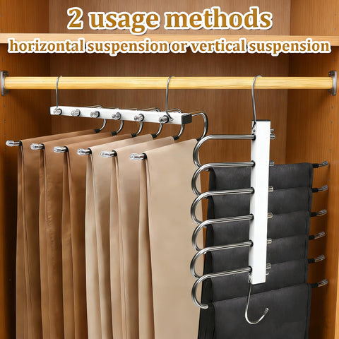 2 Pack Trouser Hangers Space Saving 6 In 1 Non-Slip Space Saving Hangers