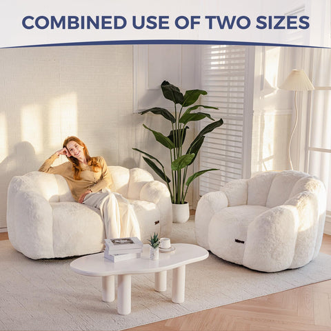MAXYOYO Floral Shaped Bean Bag Sofa, Includes Filling, Faux Fur Fabric