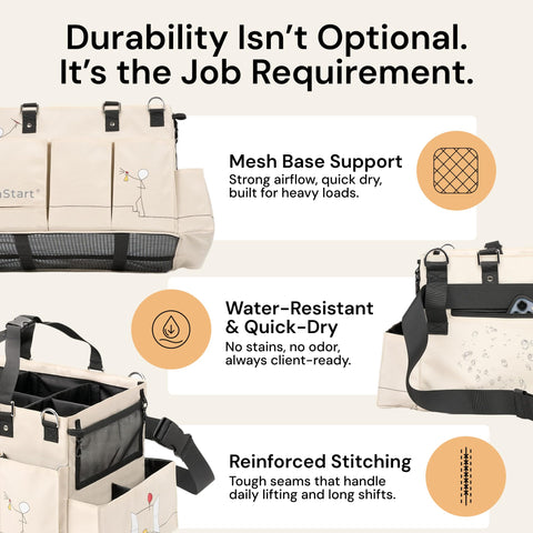 FifthStart Multipurpose Cleaning Caddy with Handle, Waist & Shoulder Strap - Nappy Caddy - 9 Pockets & Easily Cleaned