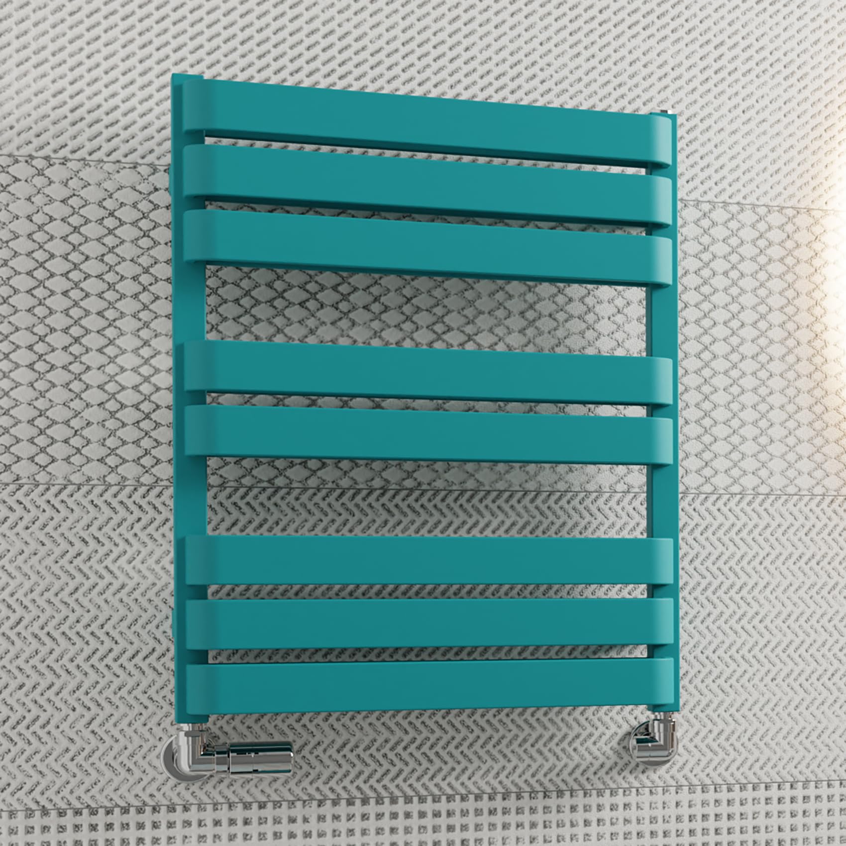 Terma Towel Rail (Cen./Heating), Steel, RAL 5018 (Matt) Teal, 655h x 500w [1569 BTUs t50]