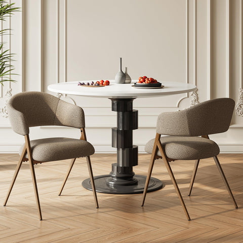 COLAMY Ergonomic Linen Dining Chair with 135° Recline, Breathable Cotton-Linen Fabric, Wooden-Look Metal Legs, 125kg Capacity