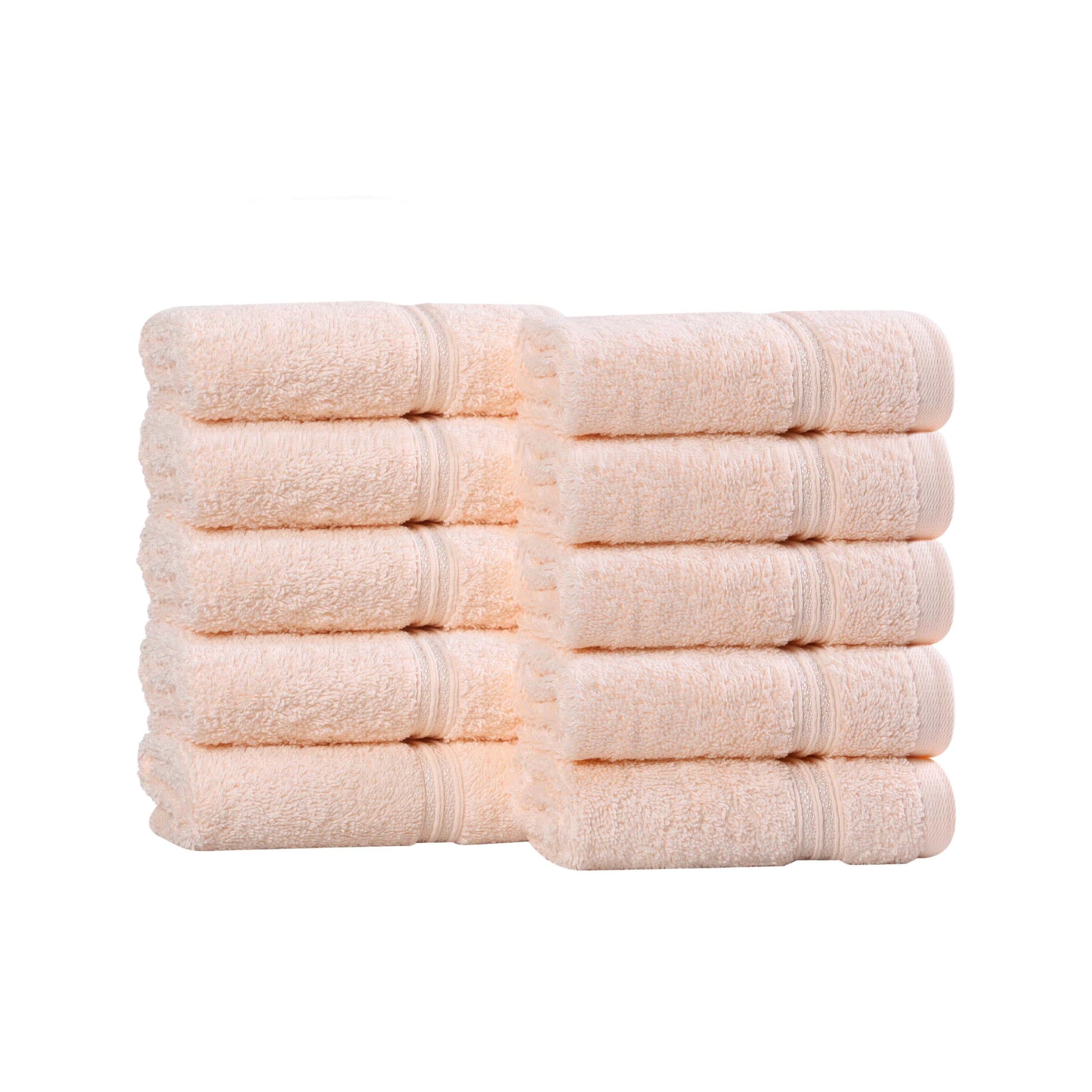Superior Face Towel Set, Egyptian Cotton, Peach, 10-Piece
