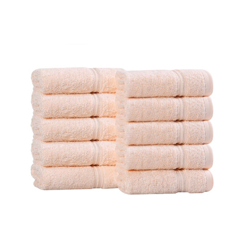 Superior Face Towel Set, Egyptian Cotton, Peach, 10-Piece