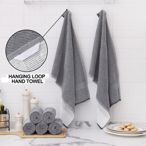 Homaxy Premium Kitchen Towels(18”x 28”, 6 Pack), Large Cotton Kitchen Hand Towels, Flat and Terry Dish Towels