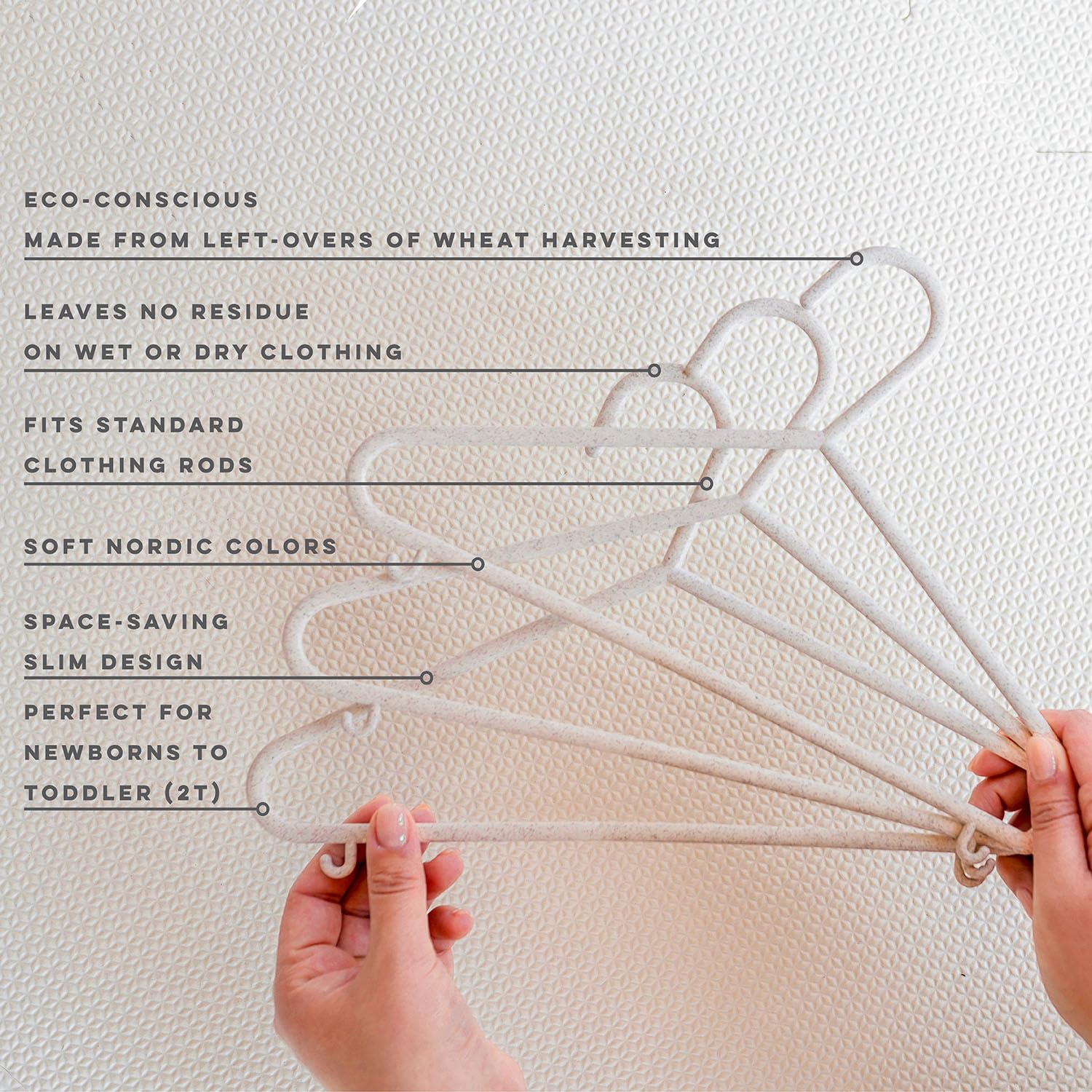 3 Sprouts Wheat Straw Baby Hangers, 30 Pack, Baby Closet, Speckled Cream