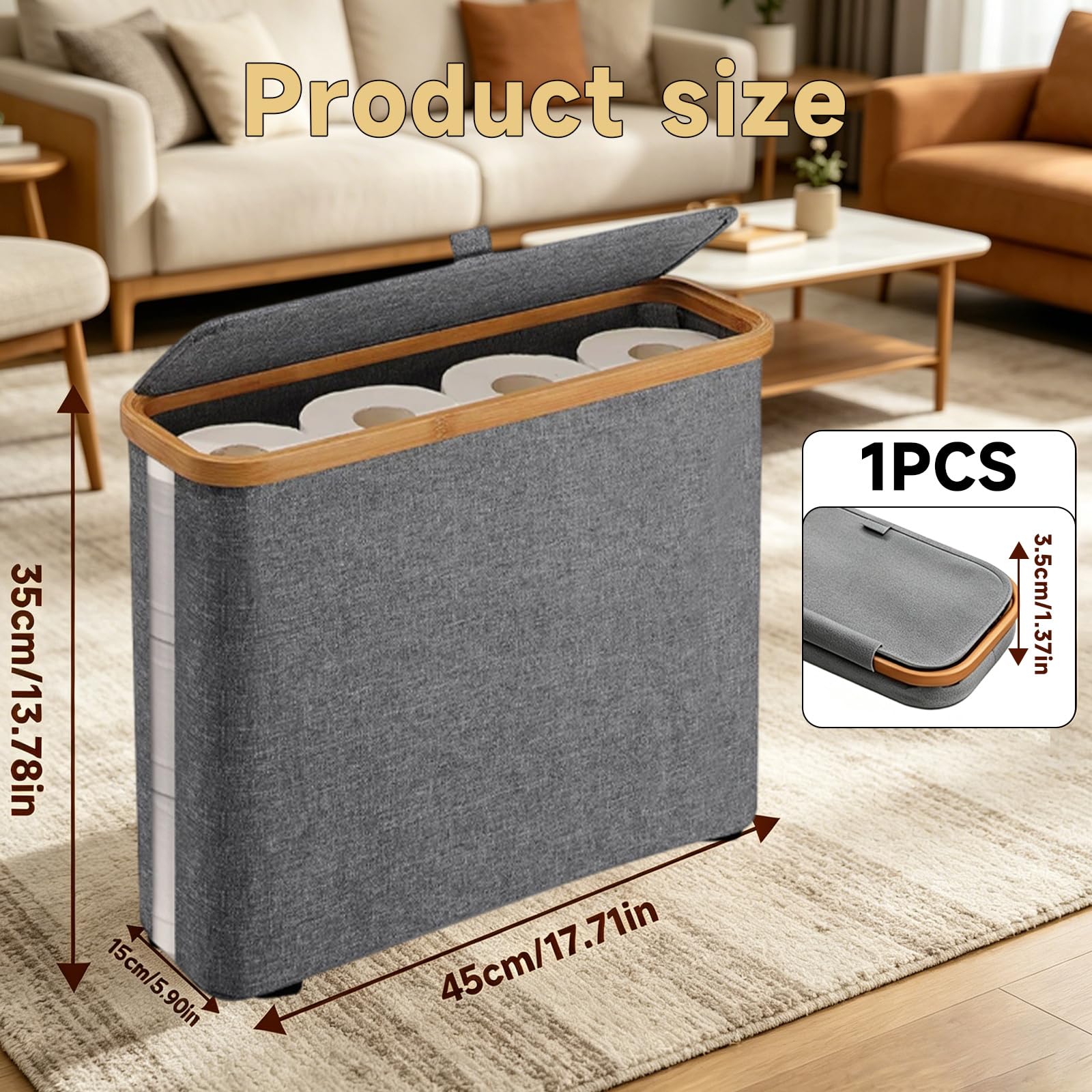 Toilet Roll Storage Box with Lid, Toilet Roll Basket, Storage Basket