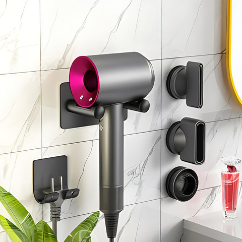 YAVO-EU Hair Dryer Holders, Hairdryer Stand Wall Mounted Fixing Without Drilling Suitable for Most Hair Dryers Installed in Bedroom Washroom and