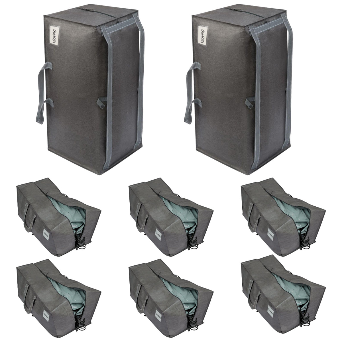 VENO 8 Pack Heavy-Duty Moving Bags Extra Large W/Backpack Straps, Moving House Essentials, Strong Handles & Zips, Clothes Storage, Packing