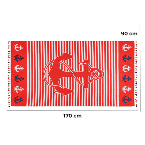 Baroni Home Beach Towel with Colourful Tassels, Sarong, Yoga Towel, Hammam Beach Towel, Super Absorbent and Quick Drying, Eco-Friendly, 90 x 170 cm