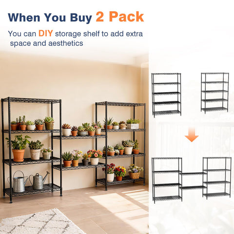 VANZBON 6-Tier Wire Shelving, Wire Shelving Unit (Black, 5-tier)