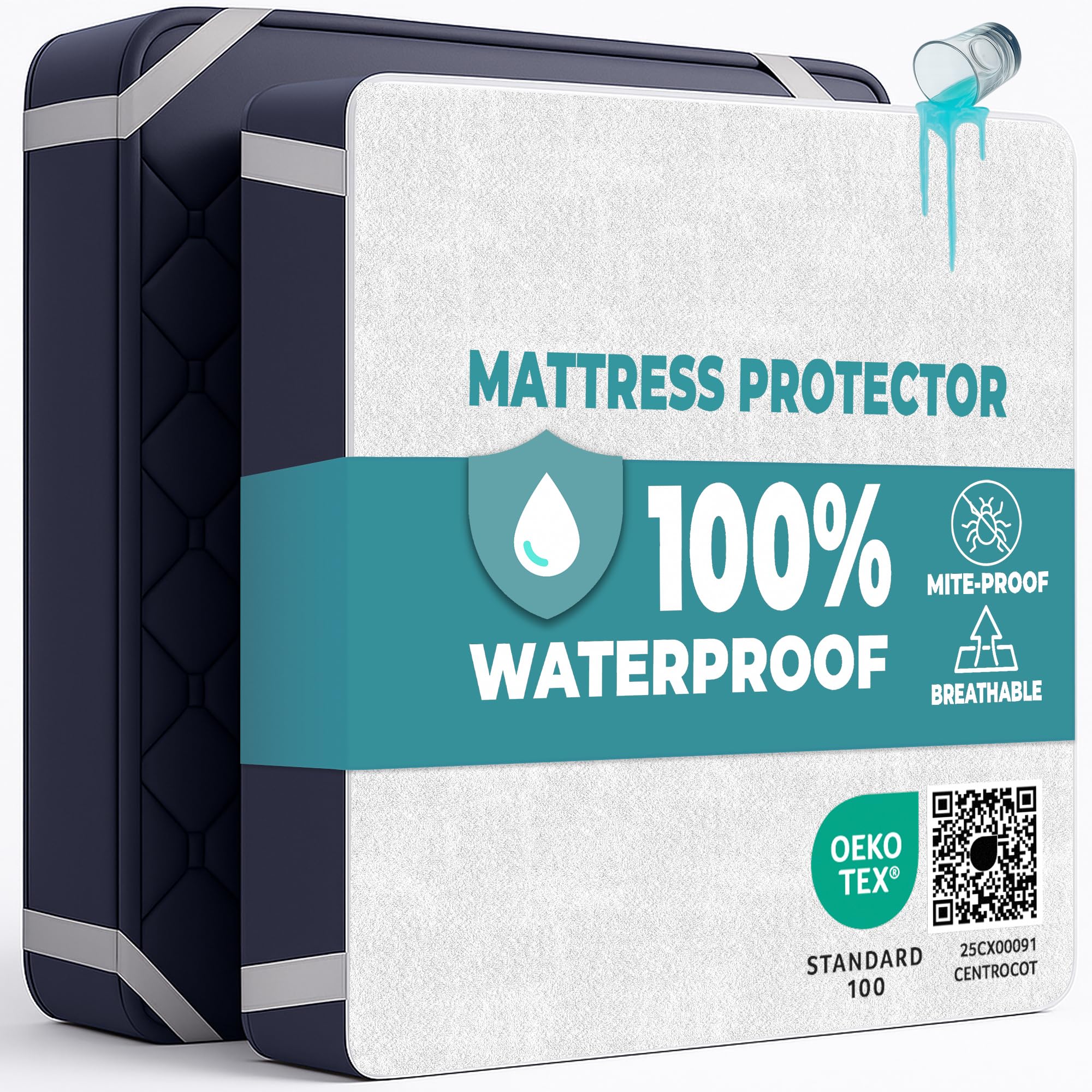 Super King Size Mattress Protector Waterproof for Bed 180x200 cm Premium Cotton Terry Bed Cover with Elastic Straps Sheet Soft and Breathable