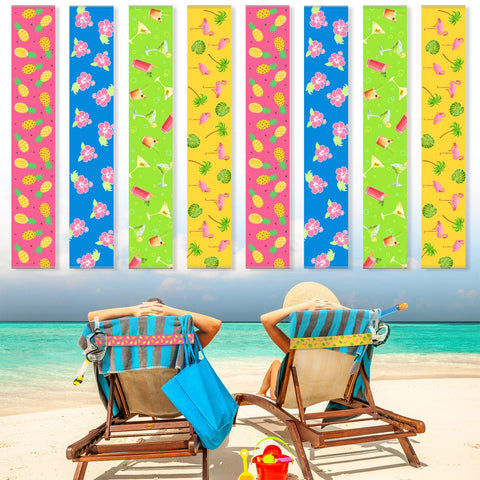 8 Pack Towel Bands for Beach Chairs Cruise Towel Clips for Lounge Beach Pool Chairs Towel Strap Holder Elastic Windproof Beach Accessories for Summer