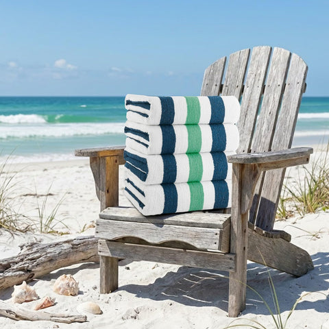 CASA COPENHAGEN Monaco Beach Towels, durable & long-lasting, quick-drying, for pool, bath & shower, 76 x 152 cm, 4-piece set of cotton beach towels