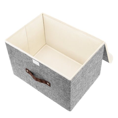TYEERS Collapsible Storage Box with Lid, Fabric Storage Box for Clothes, Wardrobe Storage, 38x25x25 cm, Set of 3, Grey