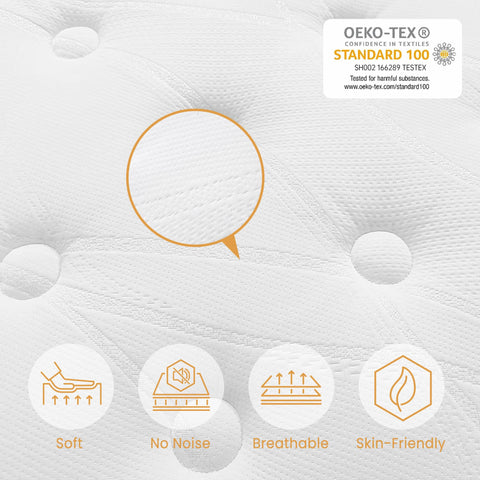 TeQsli Single Mattress 3FT Memory Foam Spring Hybrid Mattress 27CM