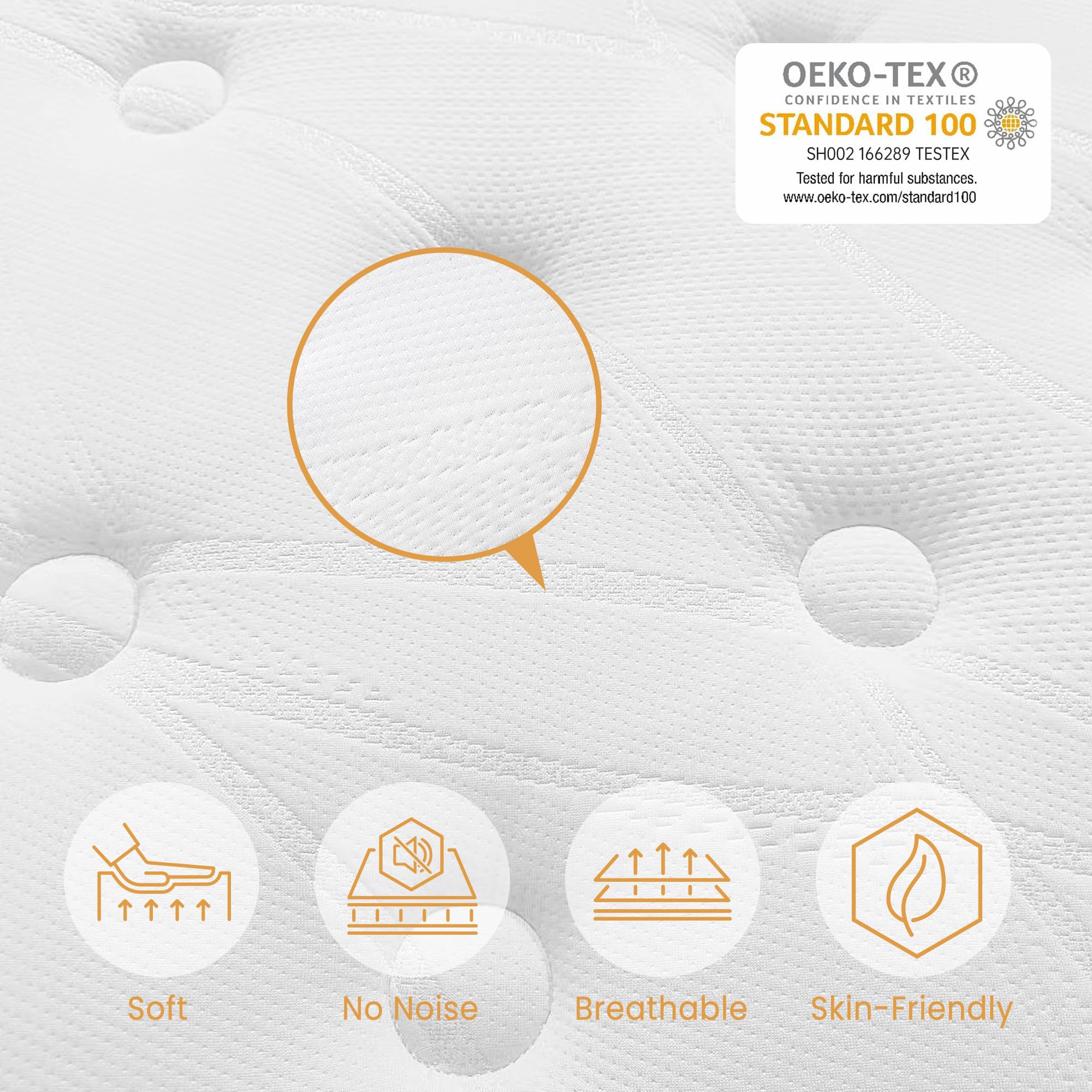 TeQsli Double Mattress 4FT6 Memory Foam Spring Hybrid Mattress 27CM