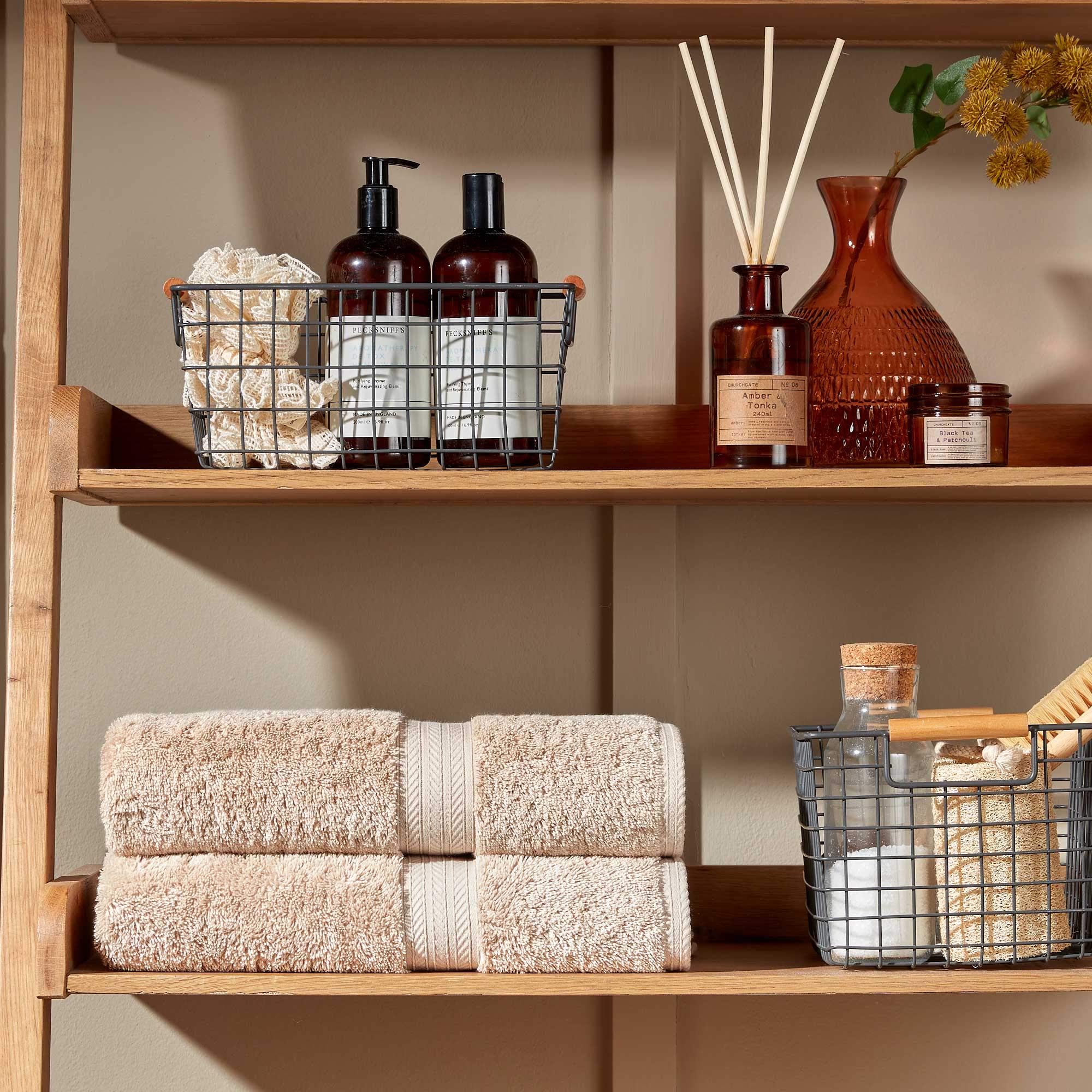 Christy Renaissance 2 Bath Towels Set | Driftwood Beige | 100% Egyptian Cotton Pile | Luxuriously Soft and Super Absorbent | 675 GSM