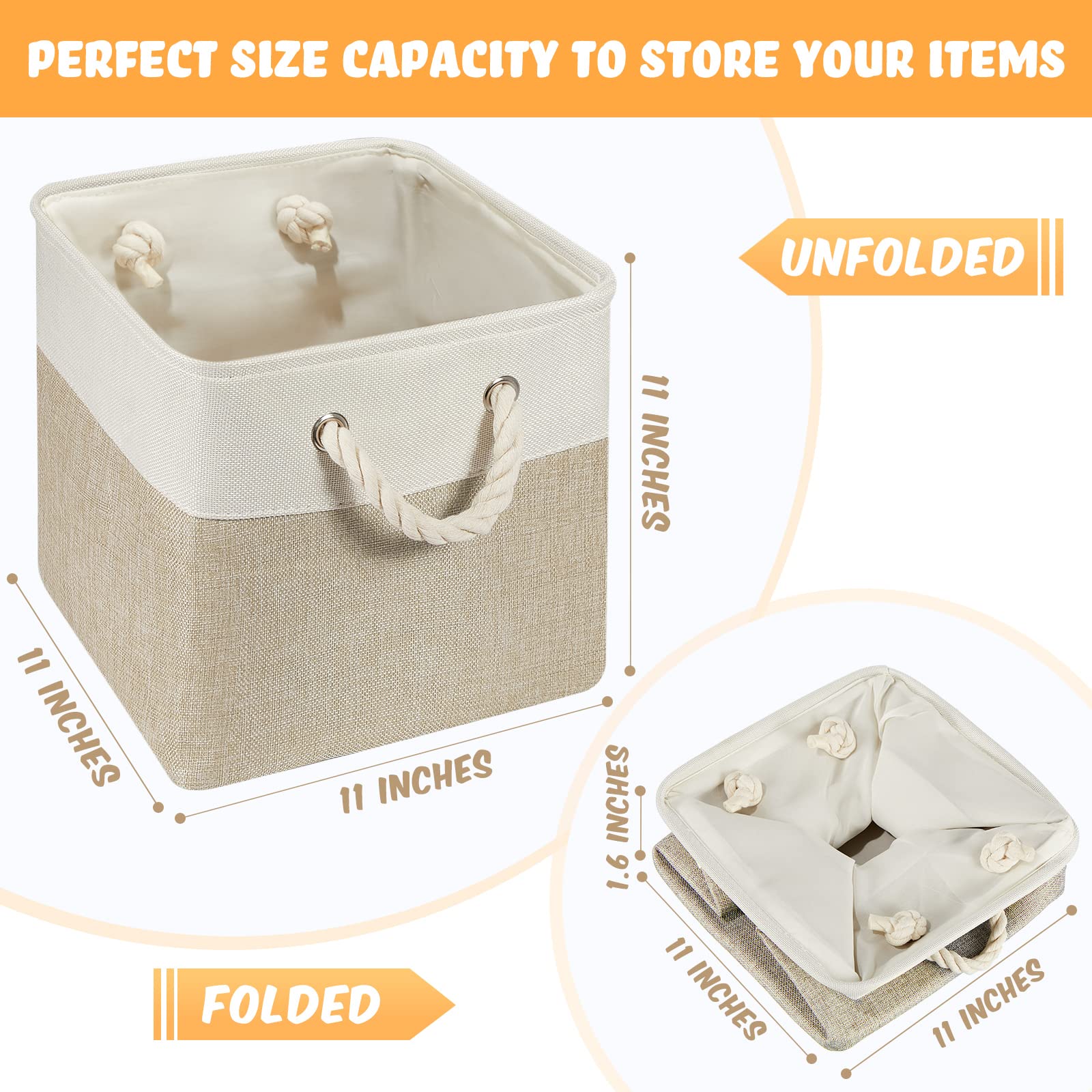 6 Pieces Cube Storage Bins Small Foldable Storage Cube Baskets with Sturdy Carry Handles Multipurpose Storage Cube Baskets Organizer Bin for Home
