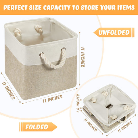 6 Pieces Cube Storage Bins Small Foldable Storage Cube Baskets with Sturdy Carry Handles Multipurpose Storage Cube Baskets Organizer Bin for Home