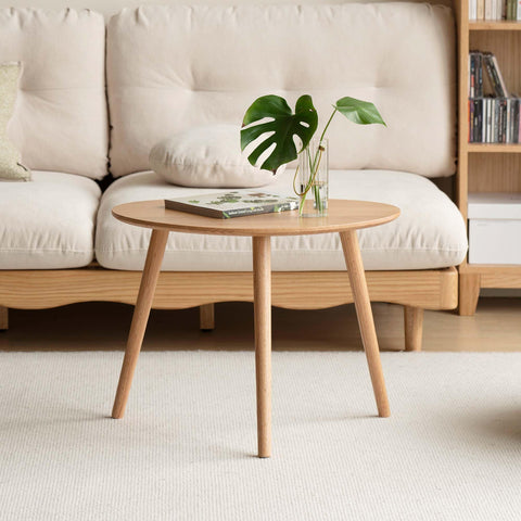 YESWOOD Solid Wood Coffee Table with Pebble Shape Oval Top, Modern Tea Table for Living Room, Bedroom,Balcony,Home Office