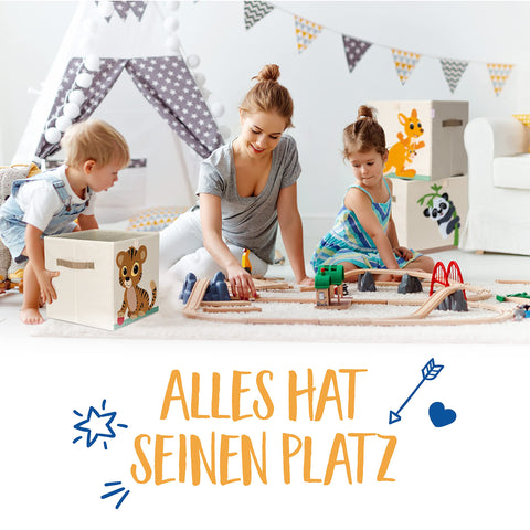 KNECKES Kallax Premium Storage Box for Children, 8 Designs (33 x 33 x 33 cm), Size Suitable as Kallax Boxes, Children's Room, Toy Box, Foldable