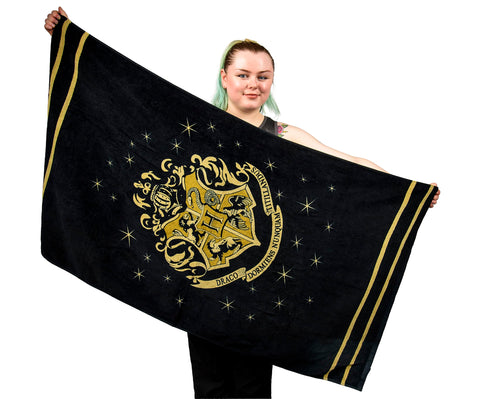 Harry Potter Hogwarts Crest Bath Towel – Large 75x150cm, 100% Cotton, Gift for Fans, Bathroom or Beach Use