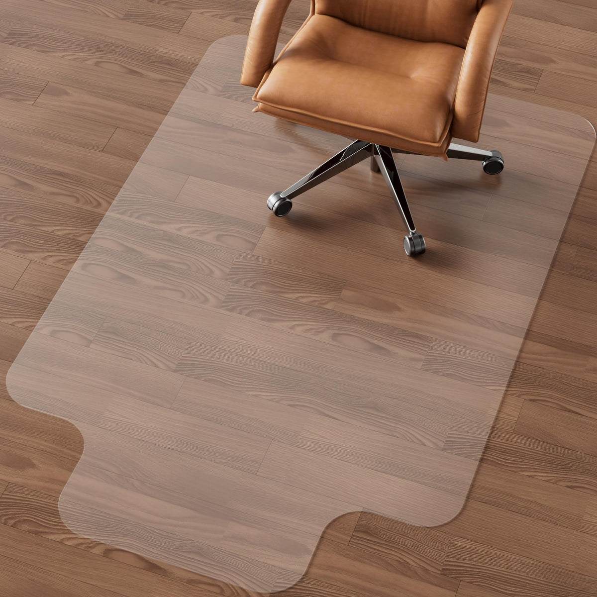 NATRKE Clear Office Chair Mat for Hard Floor with Lip, 120x90cm Transparent Computer Desk Chair PVC Mat for Wood/Tile Floor Protector for Home Office