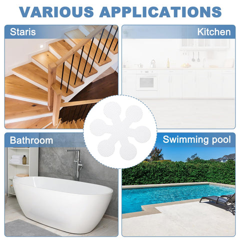 PATIKIL 12 Pcs Non Slip Bathtub Stickers, Anti Slip Shower Stickers with Scraper Bathroom Shower Floor Decals Snowflake Shape Cute Treads Tubs